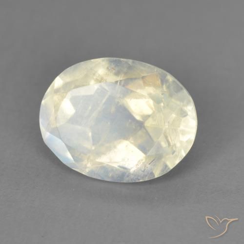1.94 ct White Rainbow Moonstone Stone, Natural Rainbow Moonstone in Oval Facet Shape for Sale