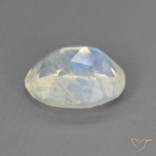 Rainbow Moonstone Gemstone in 9 x 7 mm (calibrated) Size for Sale, Rainbow Moonstone Stone in Bluish White Color