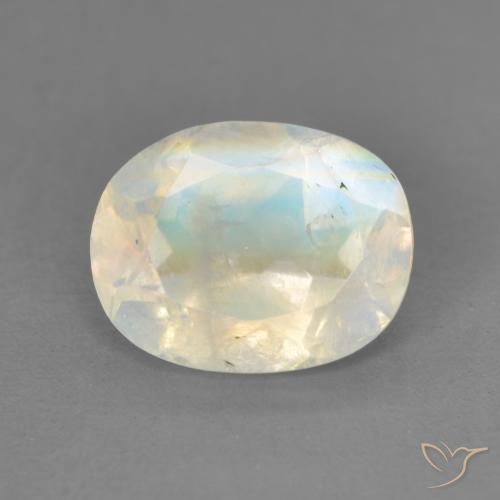 1.82ct Natural Bluish White Rainbow Moonstone, Oval, Transparent