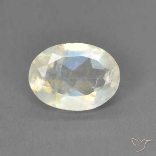 1.21ct Natural Bluish White Rainbow Moonstone, Oval, Transparent