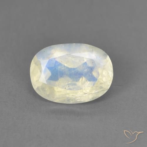 1.25ct Natural Bluish White Rainbow Moonstone, Oval, Transparent