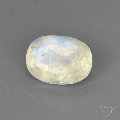 1.25 ct White Rainbow Moonstone Stone, Natural Rainbow Moonstone in Oval Facet Shape for Sale