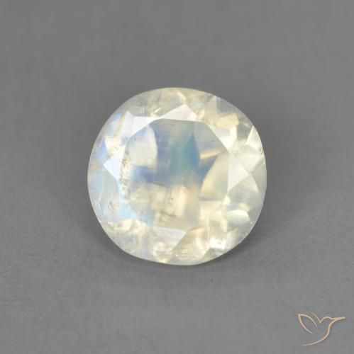 1.19ct Natural Bluish White Rainbow Moonstone, Round, Transparent