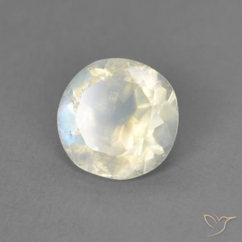 1.19 ct White Rainbow Moonstone Stone, Natural Rainbow Moonstone in Round Facet Shape for Sale