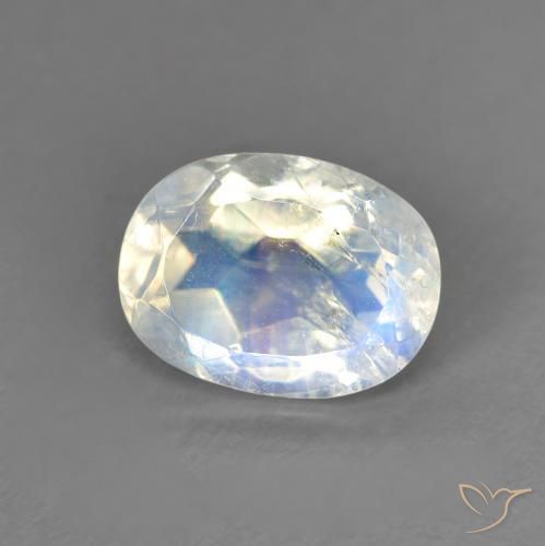1.33ct Natural Bluish White Rainbow Moonstone, Oval, Transparent
