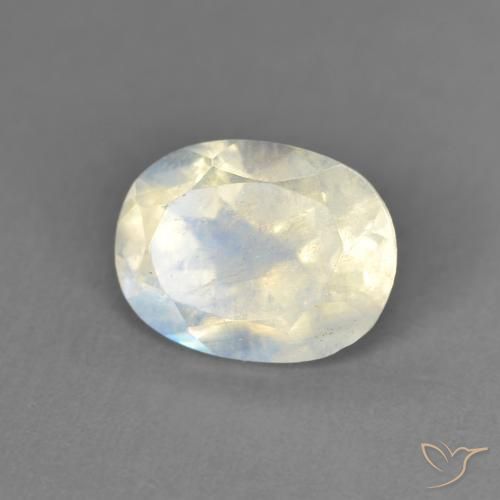 1.28ct Natural Bluish White Rainbow Moonstone, Oval, Transparent