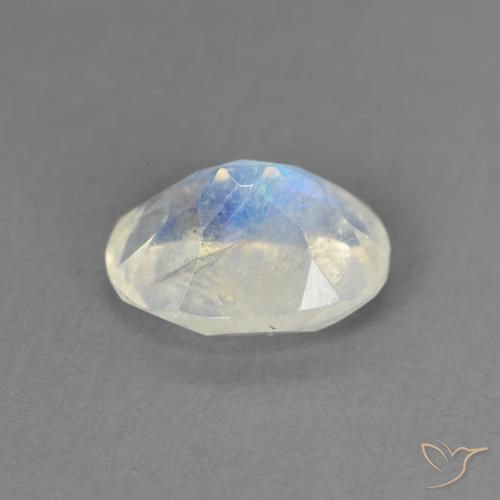 Rainbow Moonstone Gemstone in 8 x 6 mm (calibrated) Size for Sale, Rainbow Moonstone Stone in Bluish White Color