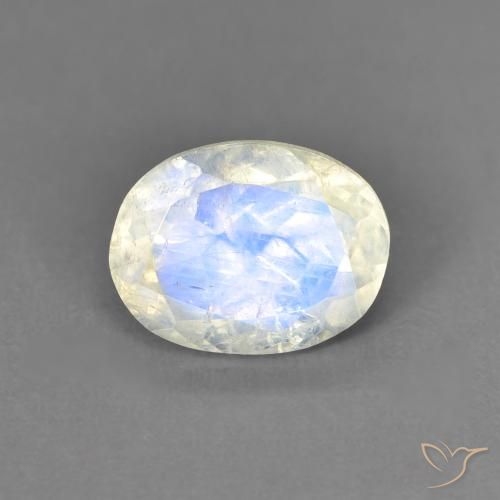 1.33ct Natural Bluish White Rainbow Moonstone, Oval, Transparent