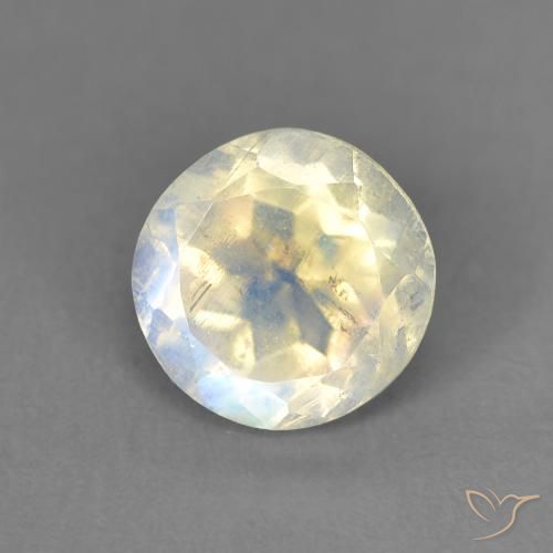 1.41ct Natural Bluish White Rainbow Moonstone, Round, Transparent