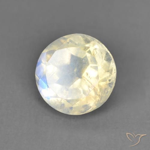 1.41 ct White Rainbow Moonstone Stone, Natural Rainbow Moonstone in Round Facet Shape for Sale