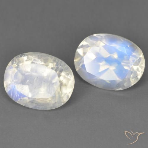3.87 ctw White Rainbow Moonstone Stones, Natural Rainbow Moonstone in Oval Facet Shape for Sale