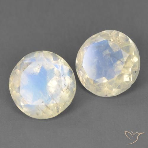 2.53 ctw White Rainbow Moonstone Stones, Natural Rainbow Moonstone in Round Facet Shape for Sale