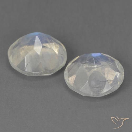 Rainbow Moonstone Gemstones in 7 mm (calibrated) Size for Sale, Rainbow Moonstone Stones in Bluish White Color