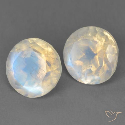 3.03 ctw White Rainbow Moonstone Stones, Natural Rainbow Moonstone in Round Facet Shape for Sale