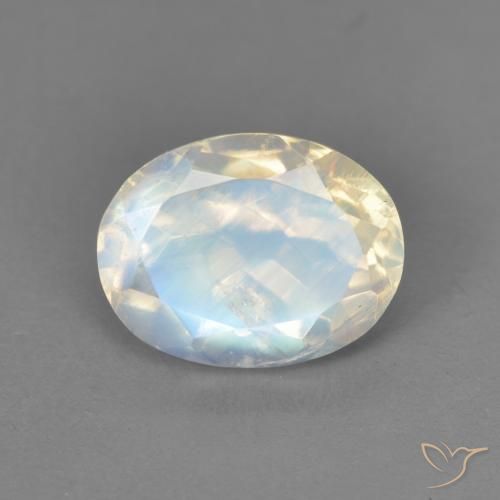 Rainbow Moonstone Faceted OVAL Cut Calibrated 11x9 MM White Color Natural Gem 