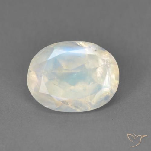 1.91ct Natural Bluish White Rainbow Moonstone, Oval, Transparent