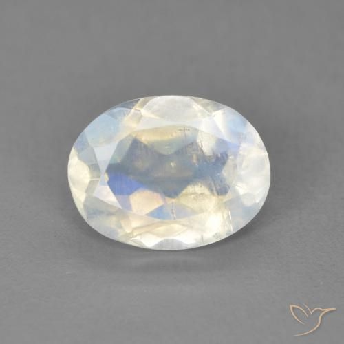 1.60ct Natural Bluish White Rainbow Moonstone, Oval, Transparent