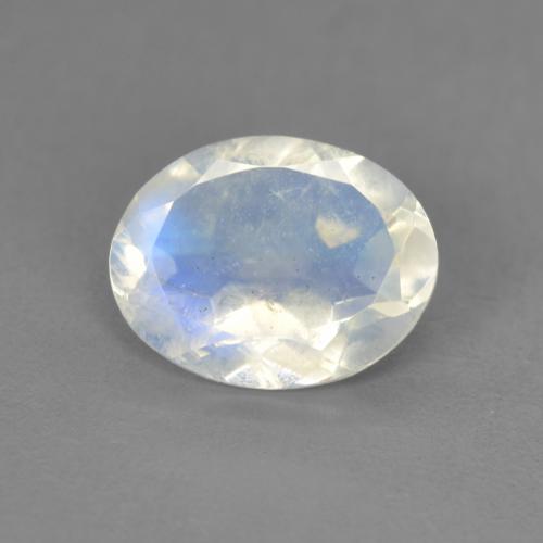 1,58 ct ovaler weißer Regenbogen-Mondstein aus den USA, Größe 9,1 x 7mm, Garantiert natürlicher Edelstein, Transparent Reinheit, 1 Stück Regenbogen-Mondstein in Bläulich-weiß Farbe, Mohs-Härte von 6 - 6,5, Photo A