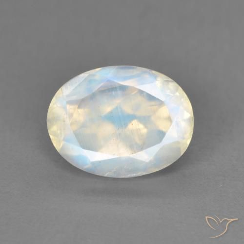 2.00ct Natural Bluish White Rainbow Moonstone, Oval, Transparent