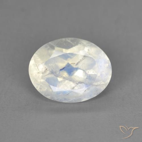 1.94 ct White Rainbow Moonstone Stone, Natural Rainbow Moonstone in Oval Facet Shape for Sale
