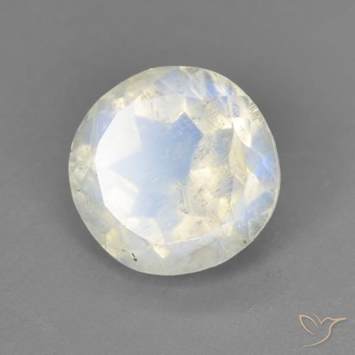 2.38ct Natural Bluish White Rainbow Moonstone, Round, Transparent