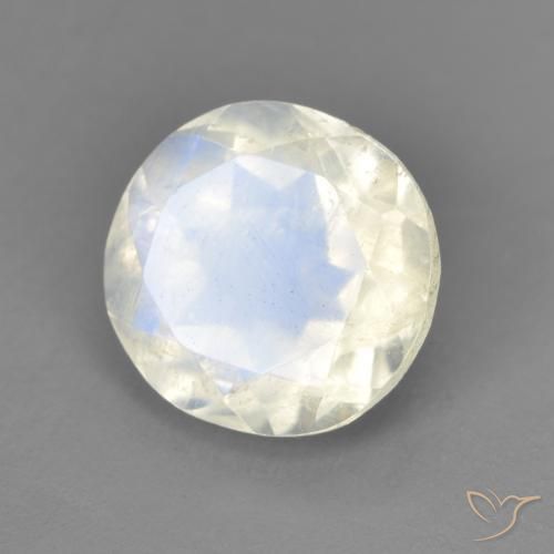 2.54 ct White Rainbow Moonstone Stone, Natural Rainbow Moonstone in Oval Facet Shape for Sale