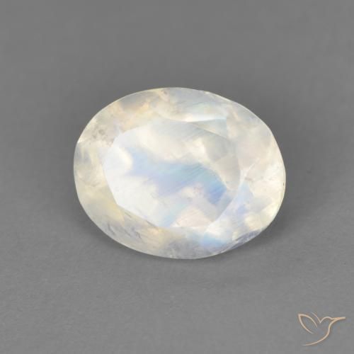1.90ct Natural Bluish White Rainbow Moonstone, Oval, Transparent