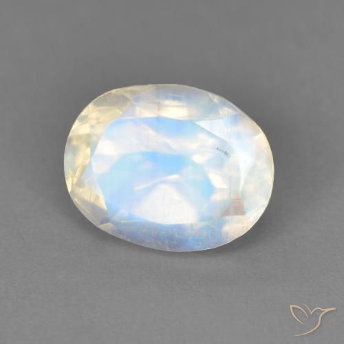 Pietra di luna arcobaleno bianco taglio ovale da 2,14 ct dagli Stati Uniti, dimensione 9 x 7mm, pietra preziosa naturale non trattati , purezza Transparent, Pietra di luna arcobaleno Ovale sfaccettato da 1 pz, durezza Mohs di 6 - 6,5, Photo A