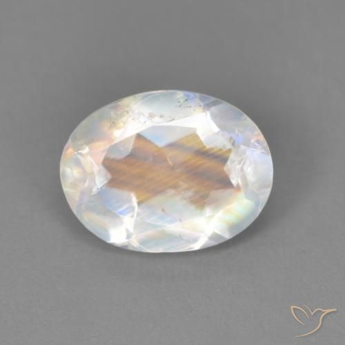 1.67ct Natural Bluish White Rainbow Moonstone, Oval, Transparent