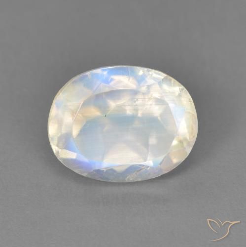 2.10ct Natural Bluish White Rainbow Moonstone, Oval, Transparent