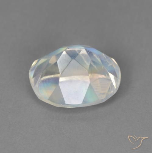 Rainbow Moonstone Gemstone in 9 x 7 mm (calibrated) Size for Sale, Rainbow Moonstone Stone in Bluish White Color