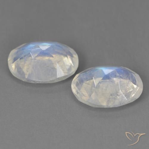 Rainbow Moonstone Gemstones in 8.8 x 6.7 mm Size for Sale, Rainbow Moonstone Stones in Bluish White Color