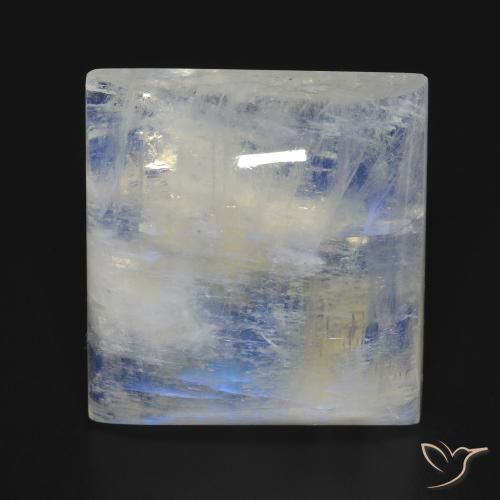 42.13ct Natural Bluish White Rainbow Moonstone, Square, Transparent