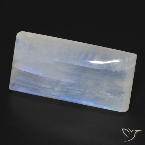 26.11 ct White Rainbow Moonstone Stone, Natural Rainbow Moonstone in Baguette Cabochon Shape for Sale