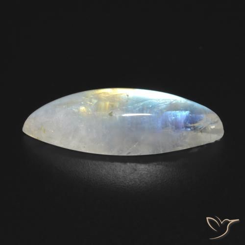 Rainbow Moonstone Gemstone in 23.6 x 7.9 mm Size for Sale, Rainbow Moonstone Stone in Bluish White Color