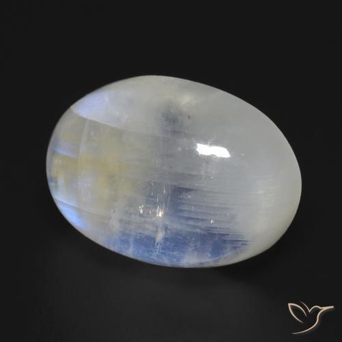 13.76 ct White Rainbow Moonstone Stone, Natural Rainbow Moonstone in Oval Cabochon Shape for Sale