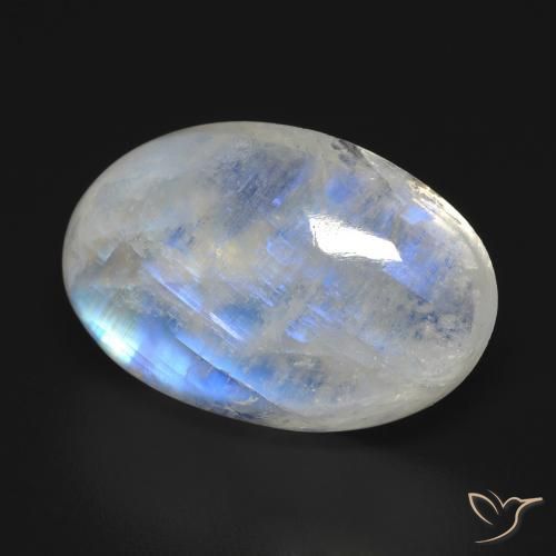 17.27 ct White Rainbow Moonstone Stone, Natural Rainbow Moonstone in Oval Cabochon Shape for Sale