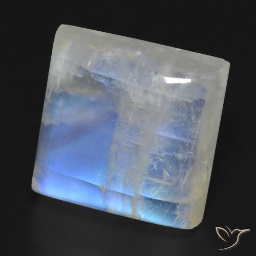 23.18 ct White Rainbow Moonstone Stone, Natural Rainbow Moonstone in Square Cabochon Shape for Sale