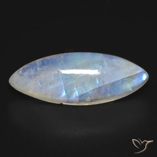 10.03 ct White Rainbow Moonstone Stone, Natural Rainbow Moonstone in Marquise Cabochon Shape for Sale
