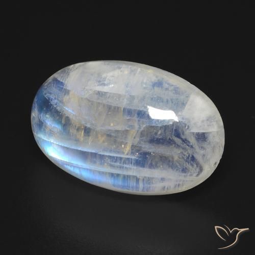 12.34 ct White Rainbow Moonstone Stone, Natural Rainbow Moonstone in Oval Cabochon Shape for Sale