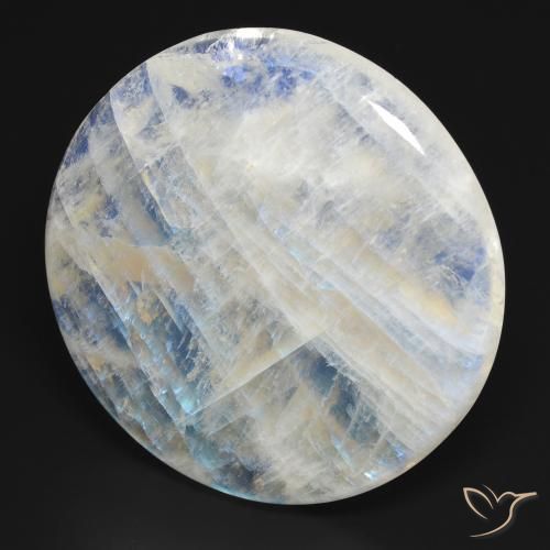 105.67 ct White Rainbow Moonstone Stone, Natural Rainbow Moonstone in Round Cabochon Shape for Sale