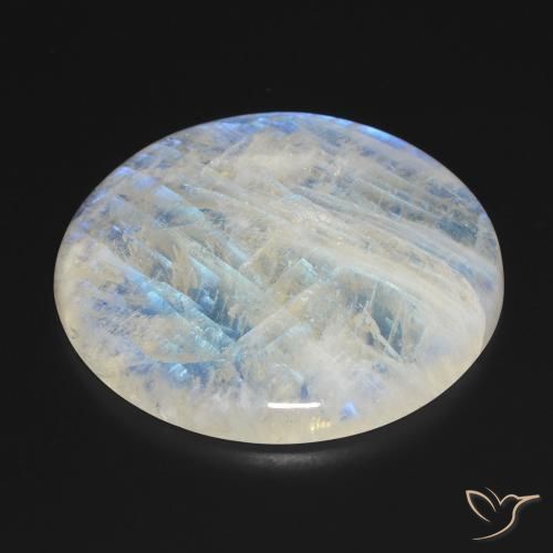 Rainbow Moonstone Gemstone in 43.5 mm Size for Sale, Rainbow Moonstone Stone in Bluish White Color