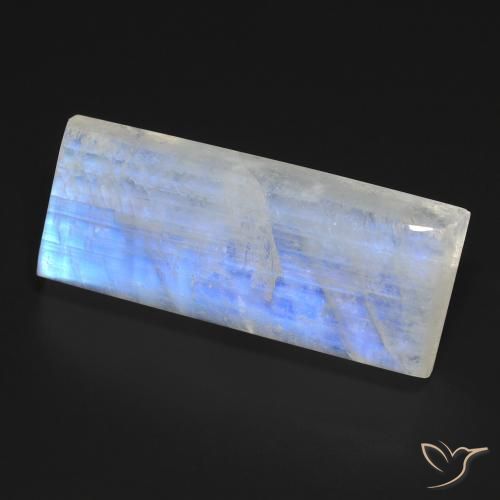 27.29 ct White Rainbow Moonstone Stone, Natural Rainbow Moonstone in Baguette Cabochon Shape for Sale