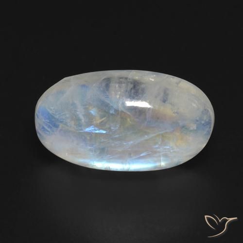 حجر القمر البيضاوي 8.6 قيراط بألوان قوس قزح ، <cite dir="ltr" lang="en">16.9 x 9.3</cite> مم من الولايات المتحدة, Photo A