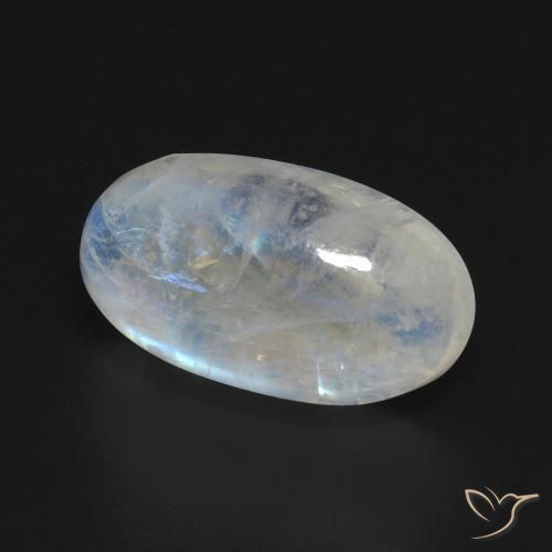 8.60 ct White Rainbow Moonstone Stone, Natural Rainbow Moonstone in Oval Cabochon Shape for Sale