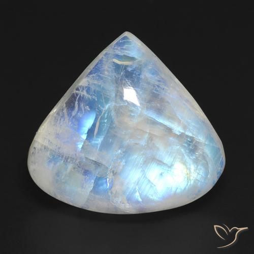 13.53 ct Pear Rainbow Moonstone, 18.1 x 16.7 mm From the United States, Photo A