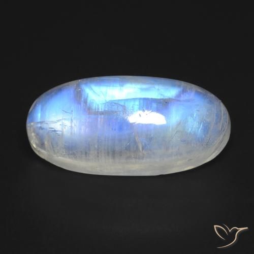 Pierre de lune arc-en-ciel ovale de 12,12 ct, 20,6 x 9,8 mm des États-Unis, Photo A