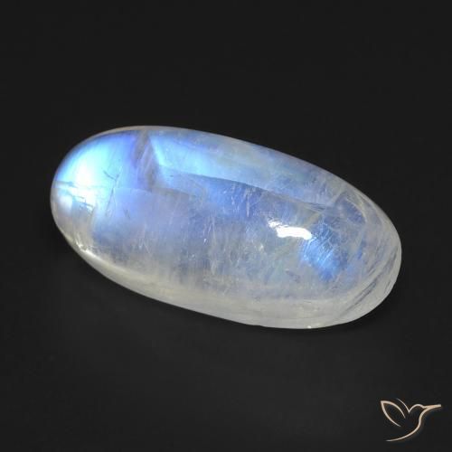 12.12 ct White Rainbow Moonstone Stone, Natural Rainbow Moonstone in Oval Cabochon Shape for Sale