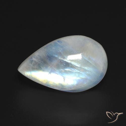 13.14 ct White Rainbow Moonstone Stone, Natural Rainbow Moonstone in Pear Cabochon Shape for Sale