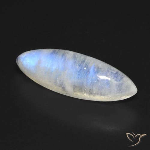 8.52 ct White Rainbow Moonstone Stone, Natural Rainbow Moonstone in Marquise Cabochon Shape for Sale